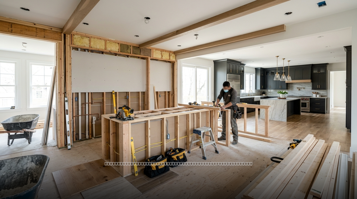 Contractor reviewing lead generation strategy on laptop for remodeling business growth