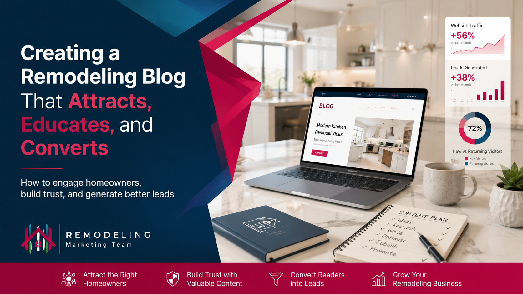 Creating a remodeling blog that attracts homeowners, builds trust, and converts readers into qualified remodeling leads.